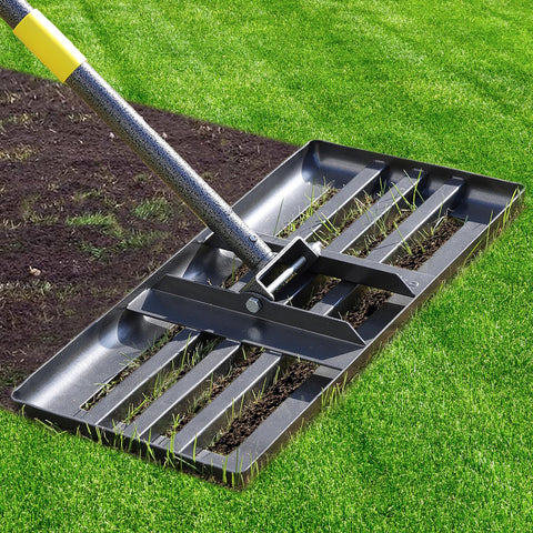 Cogardenshower lawn leveling rake ground plate 17x10 for precise topdressing.
