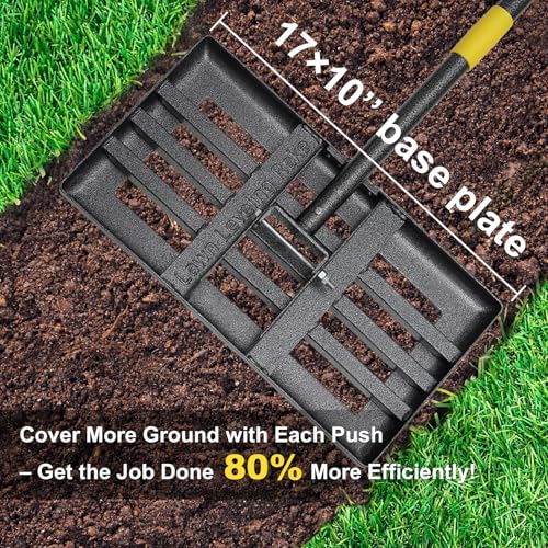 Cogardenshower lawn leveling rake smooth edge prevents turf damage.