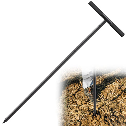Cogardenshower metal soil probe rod with T handle for precise probing in hard soil