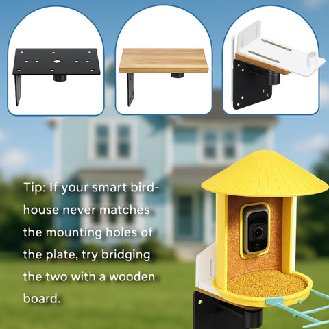 Cogardenshower multi purpose backyard station for birds, cameras, and solar panels.