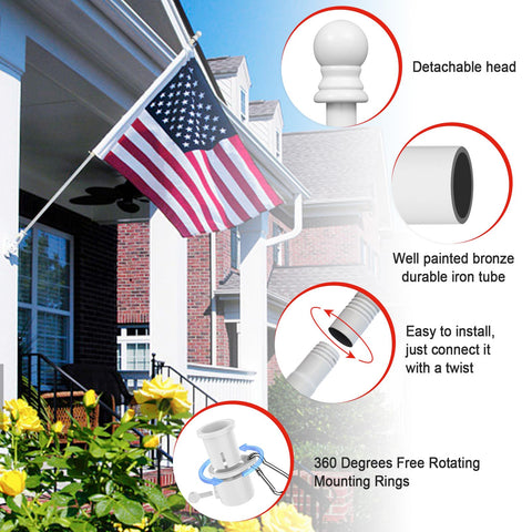 Cogardenshower outdoor porch flag pole enhances curb appeal.