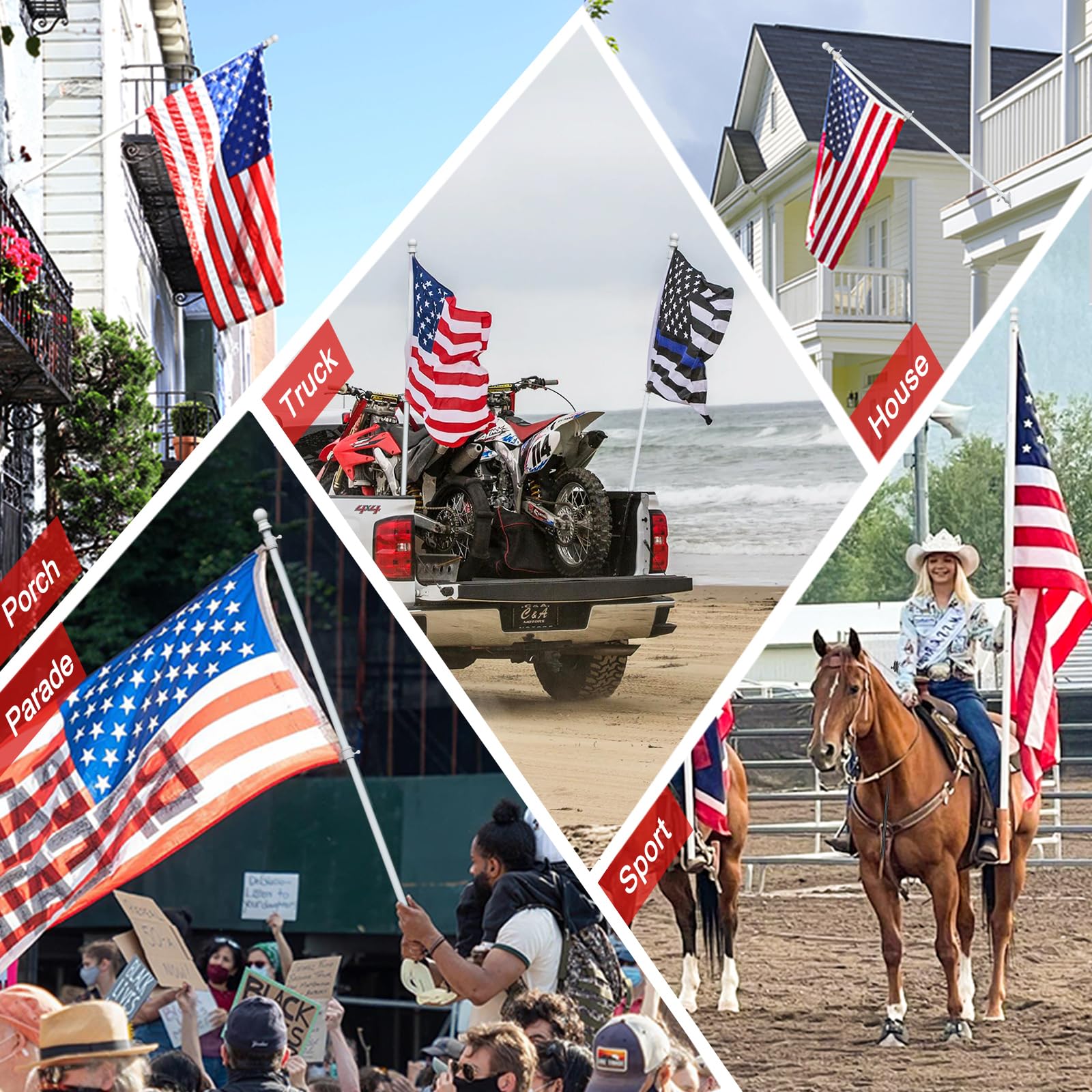 Cogardenshower weatherproof flag pole displayed on porch or garden.