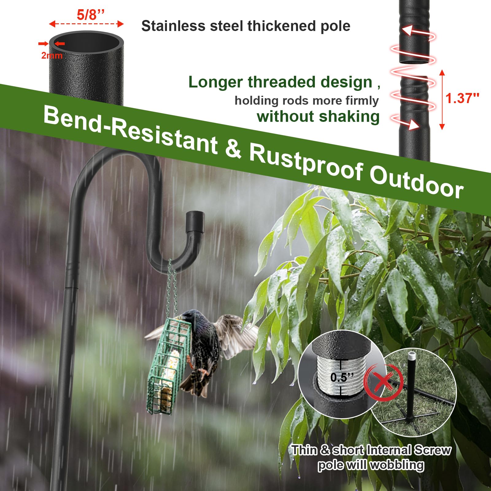 Cogardenshower rustproof steel construction resists year-round weather