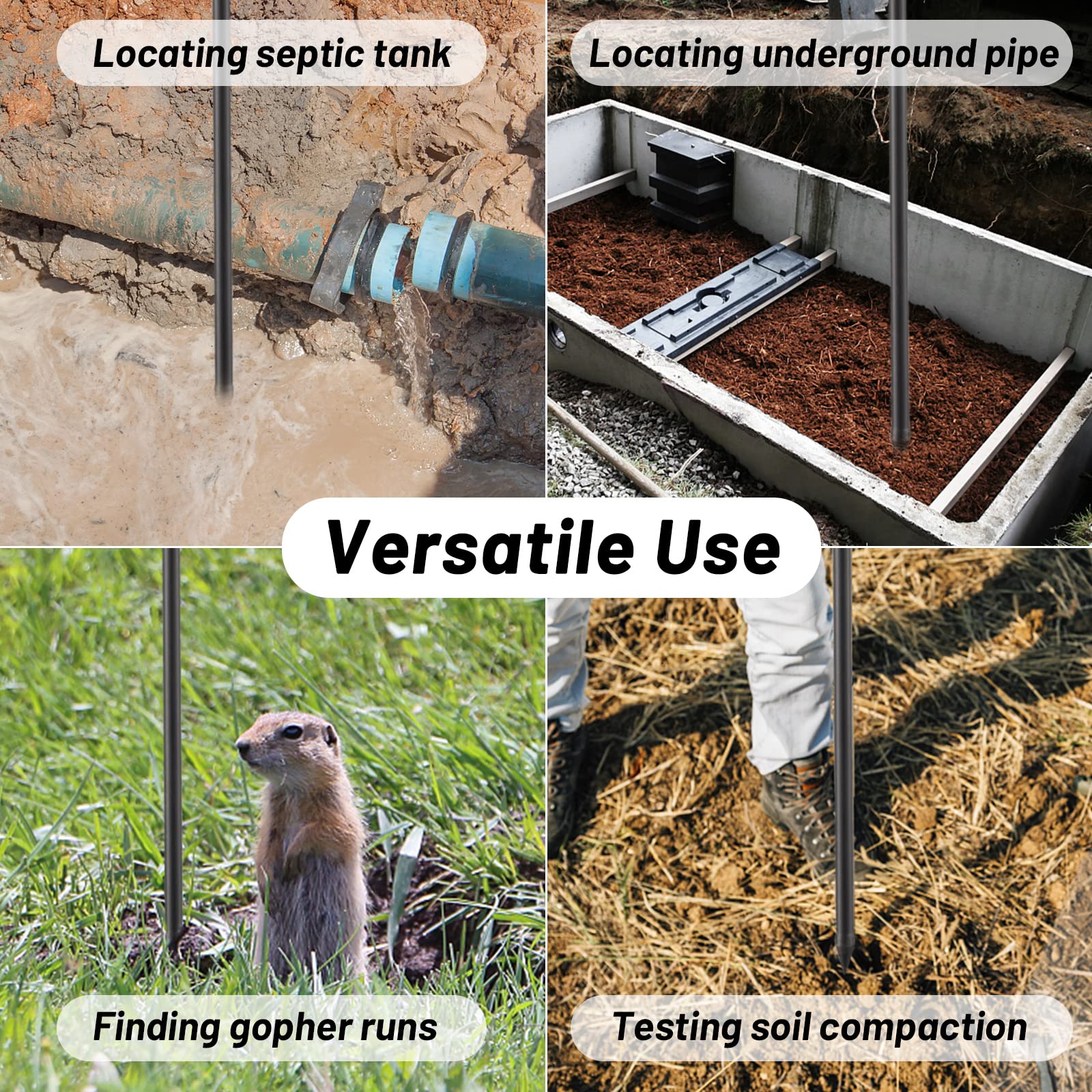 Cogardenshower septic pipe locator probe for locating underground lines