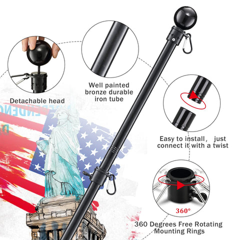Cogardenshower stainless steel flag pole 1in diameter for outdoor use