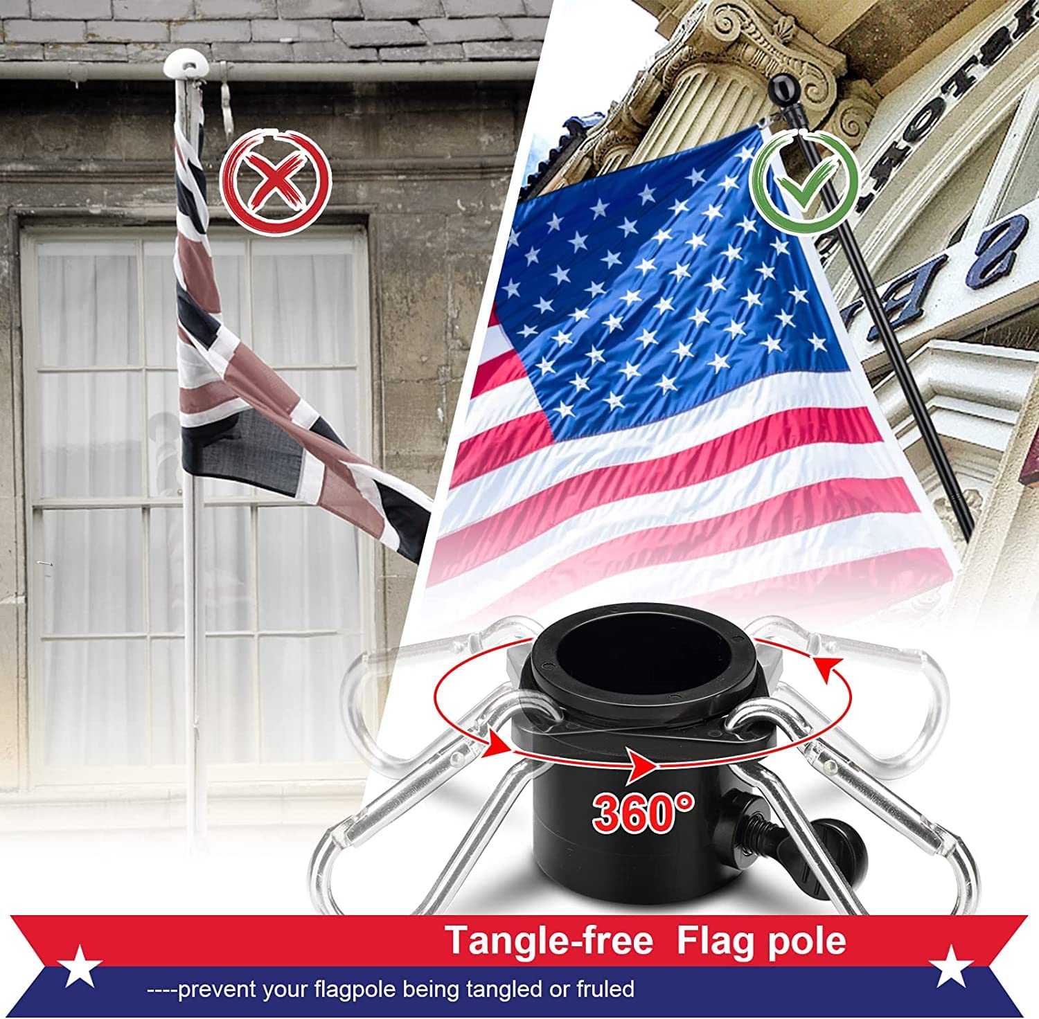 Cogardenshower stainless steel flag pole closeup shows rustproof construction for long-lasting outdoor use.