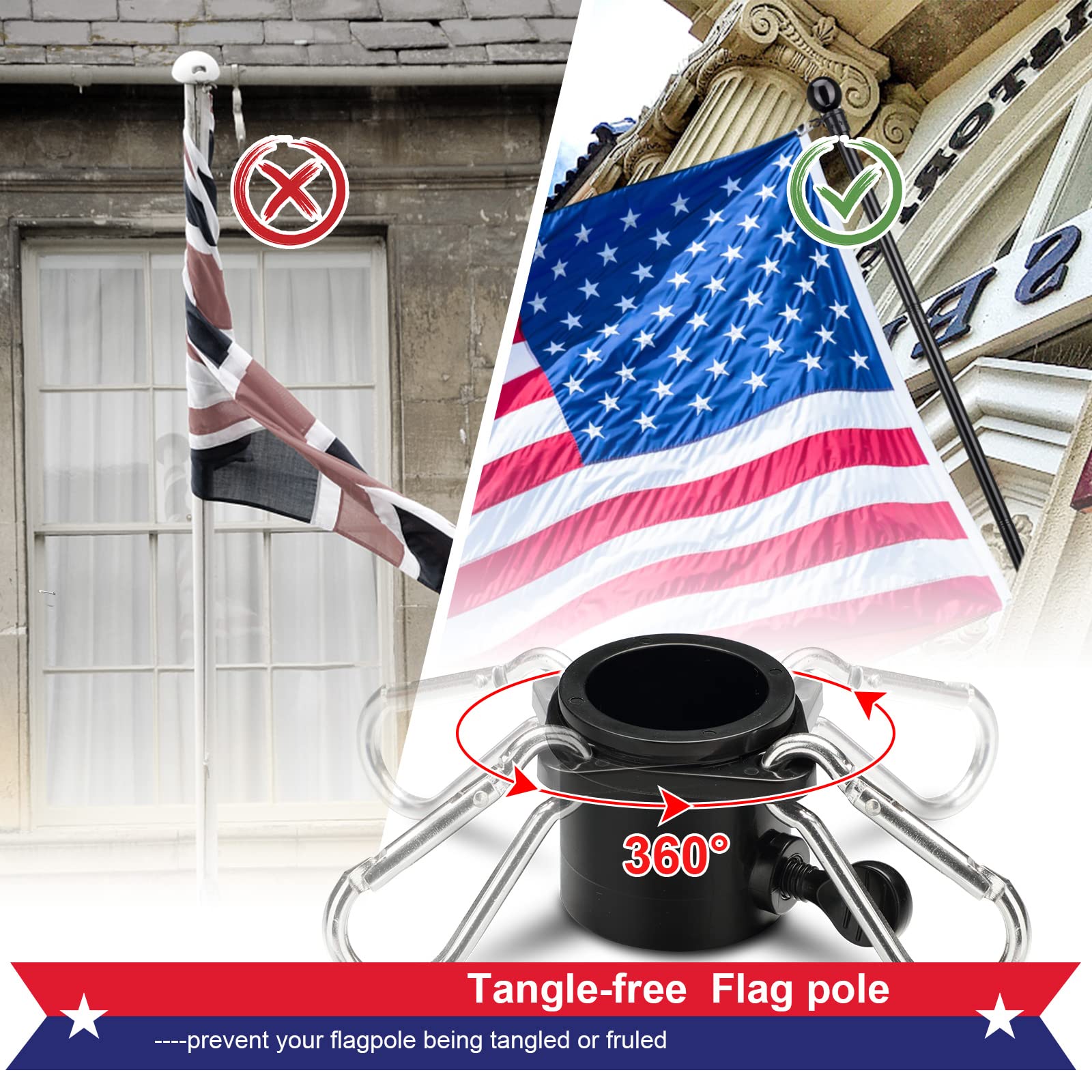 Cogardenshower tangle-free flag rings prevent wrapping during wind