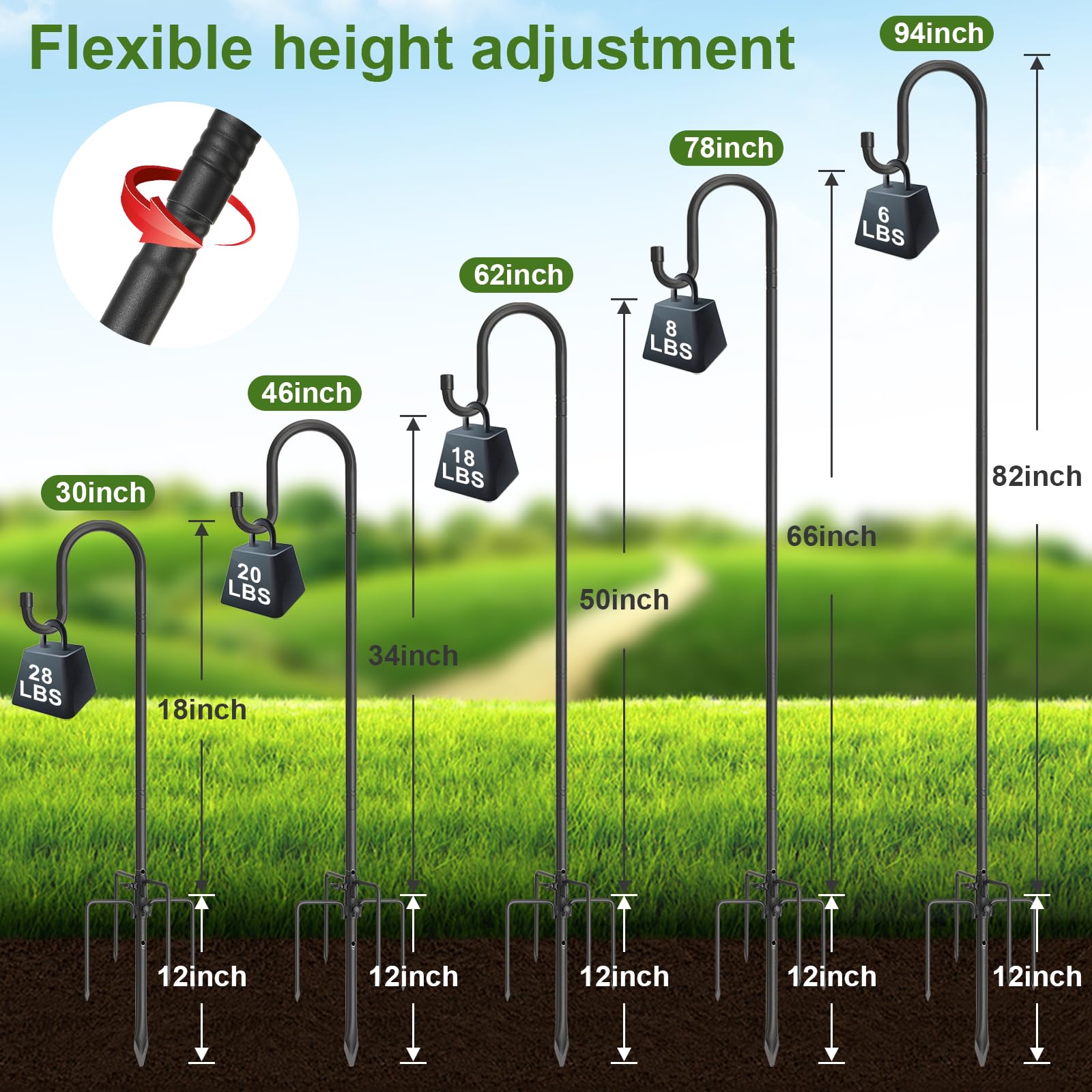 Cogardenshower tool-free height adjustability for flexible placement