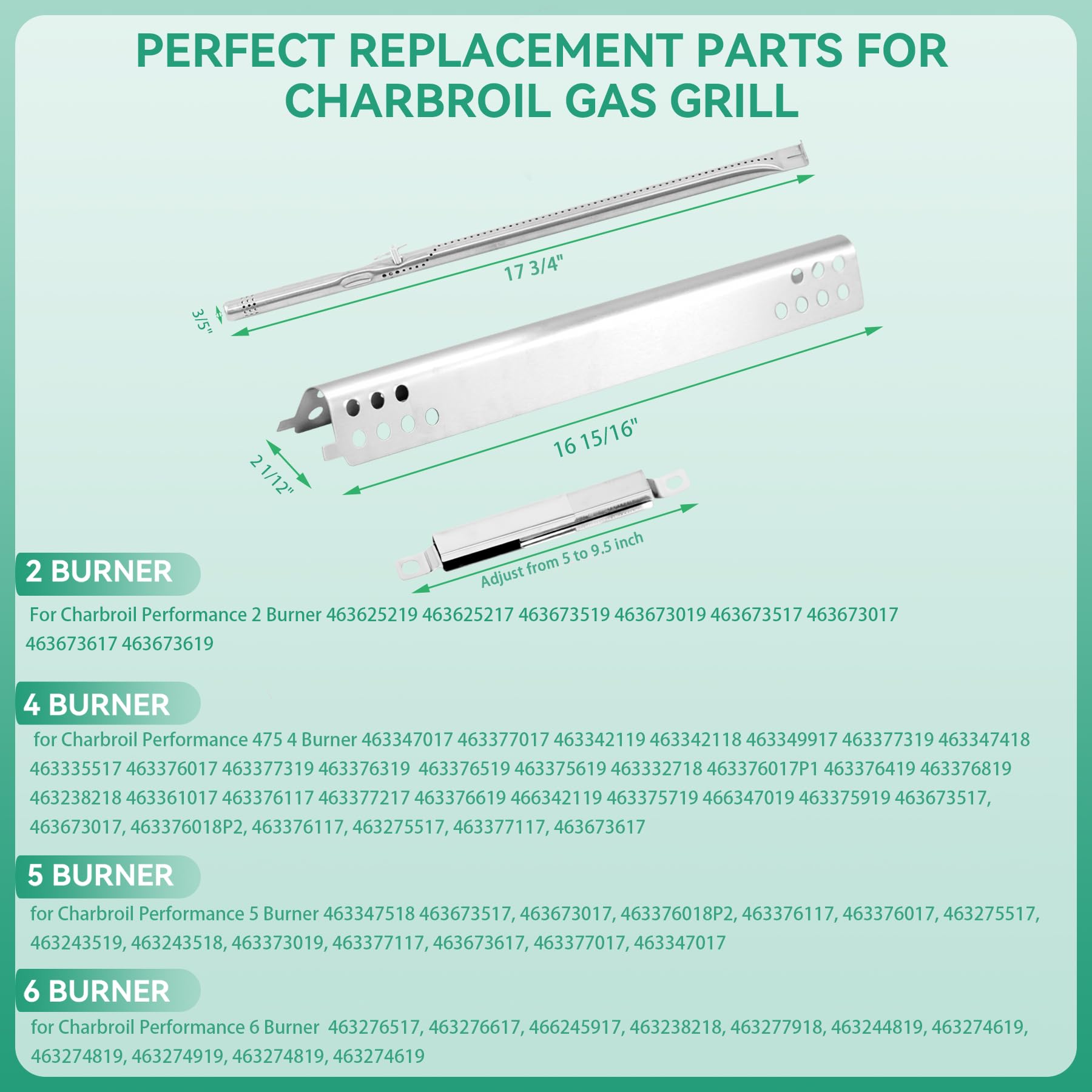 COGRICHBF stainless heat plates for Charbroil Performance grills enhance longevity and even heat