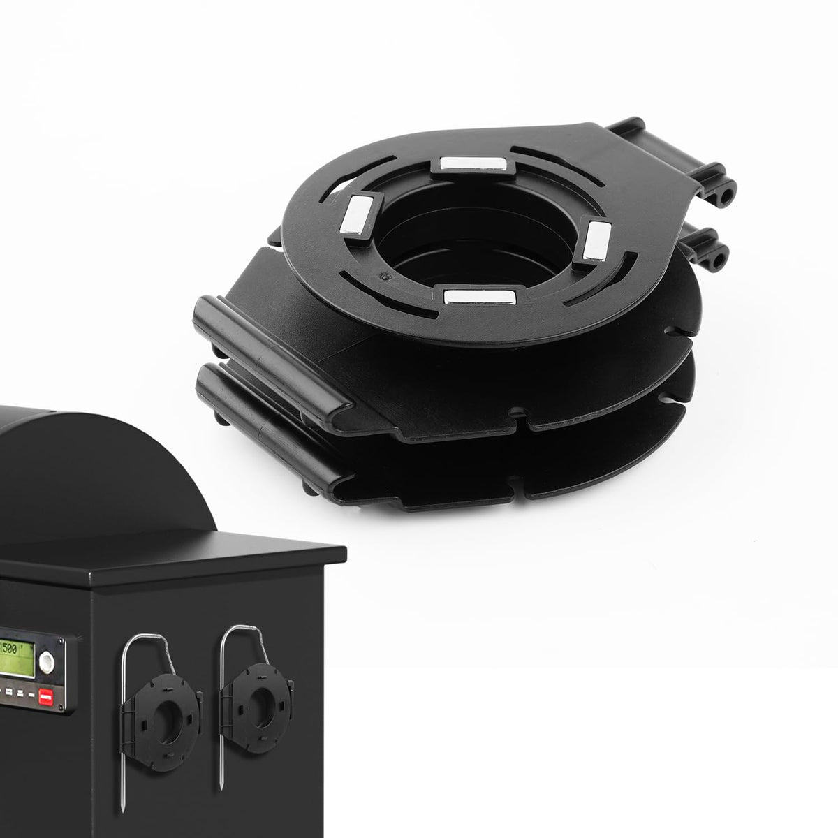 Coinicxcel meat probe organizer demonstrates stackable design for organized grilling