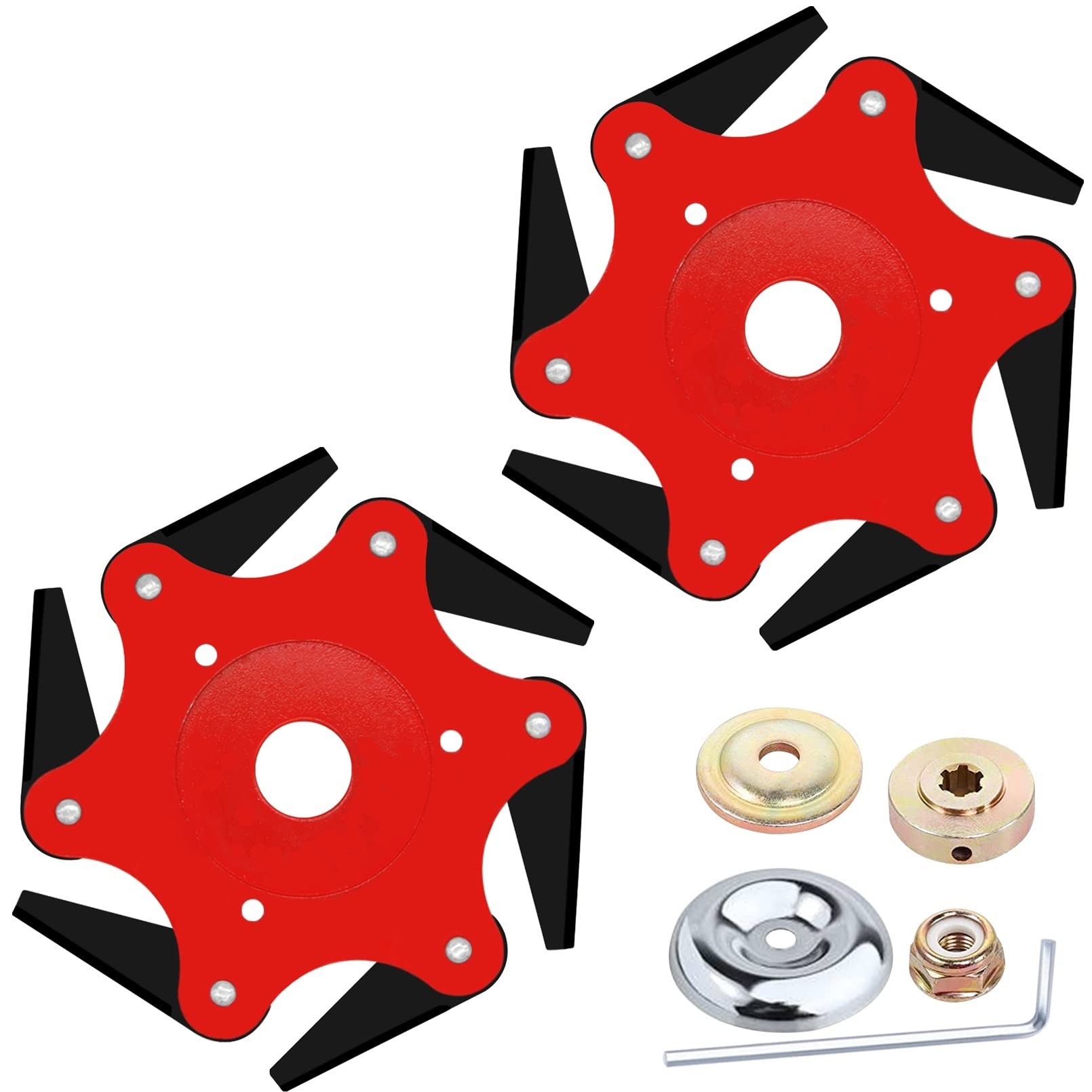 Cokacot 2-pack six steel razor heads front view for tough grass cutting