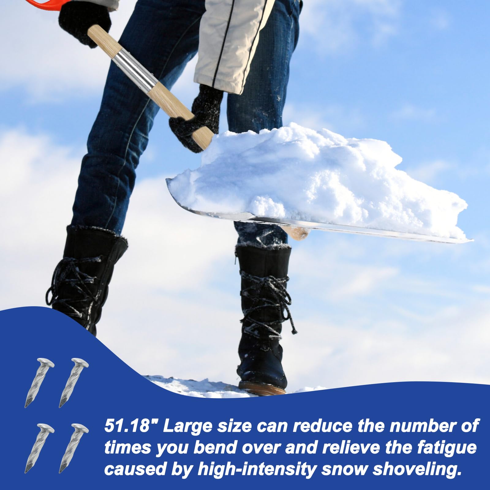 COKTME multi-use shovel handles snow, grain, leaves, and coal.