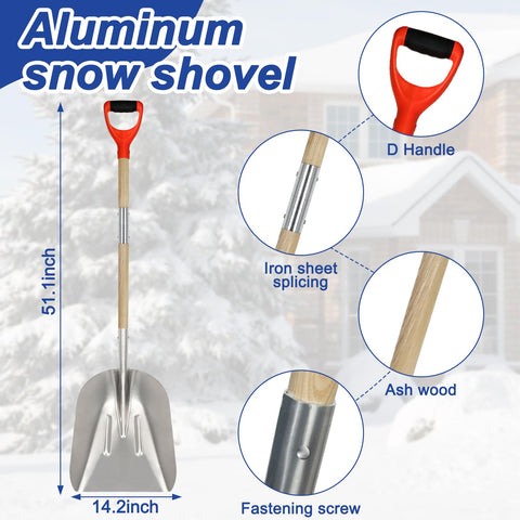 COKTME wide-scoop shovel enables rapid clearing of large areas.