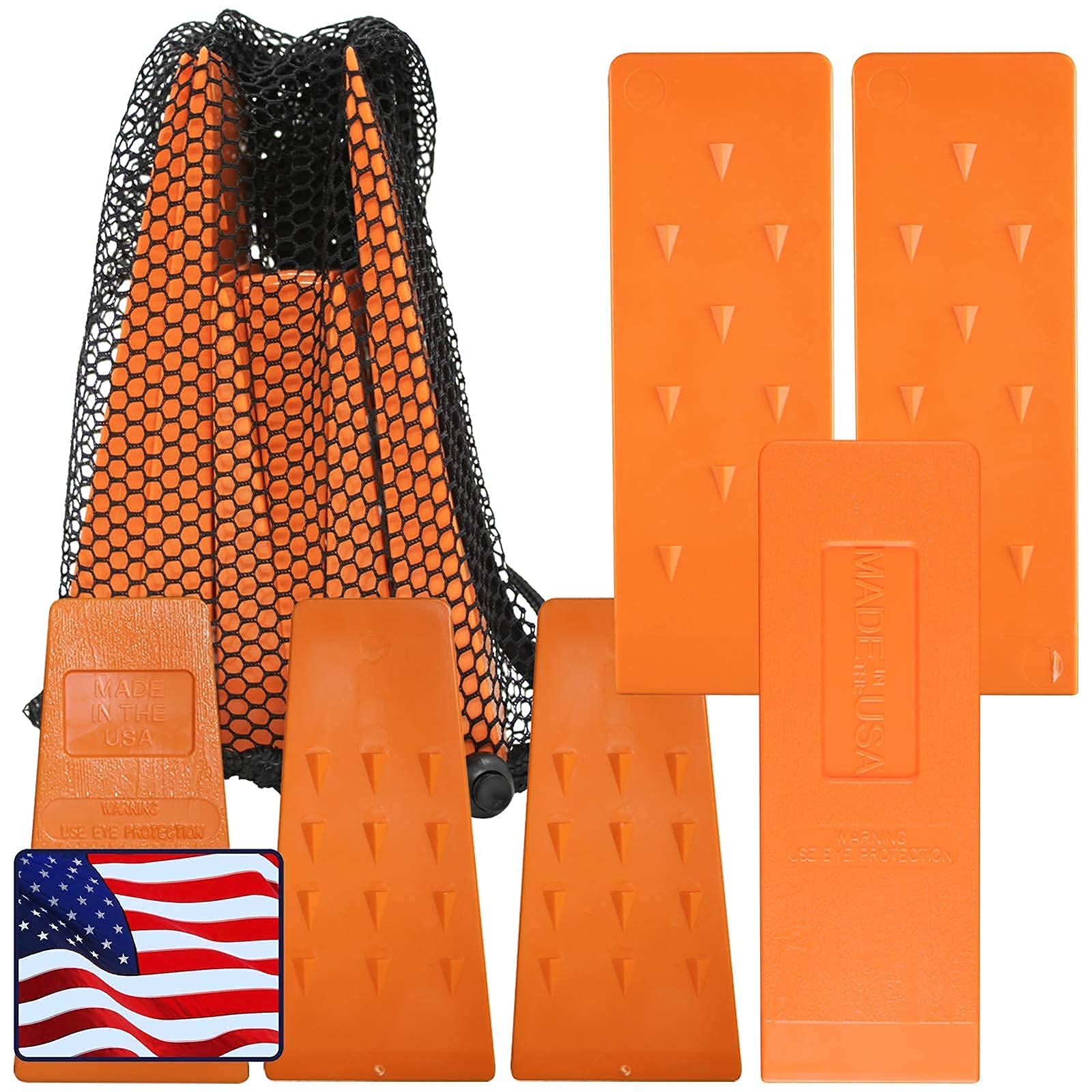Cold Creek Loggers felling wedge 5.5-inch with angled spikes gripping the trunk