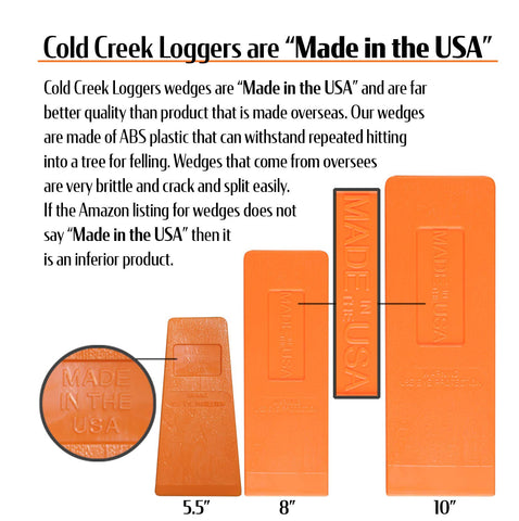 Cold Creek Loggers felling wedge serrated grip holds it securely in tree