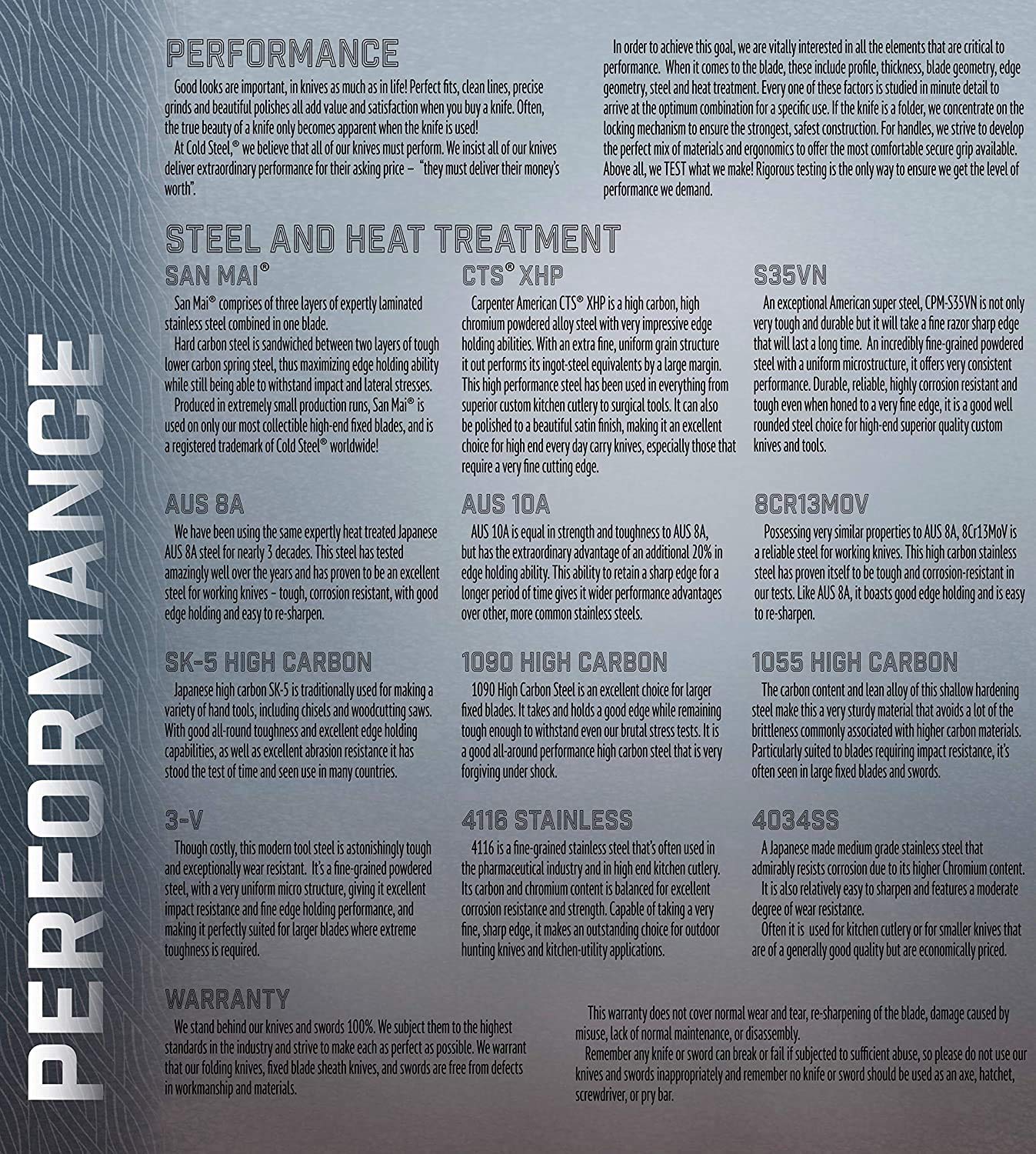 Cold Steel Trail Boss care tips: hand wash after use.