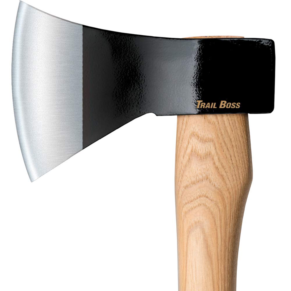 Cold Steel Trail Boss Axe handle crafted from American Hickory for durability.
