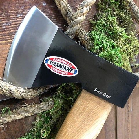 Cold Steel Trail Boss chopping a small tree with controlled swing.