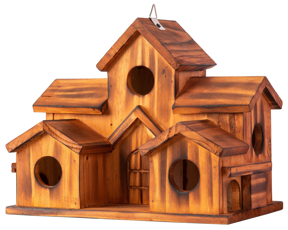 COLEBA 5-hole brown bird house exterior for durable outdoor use.