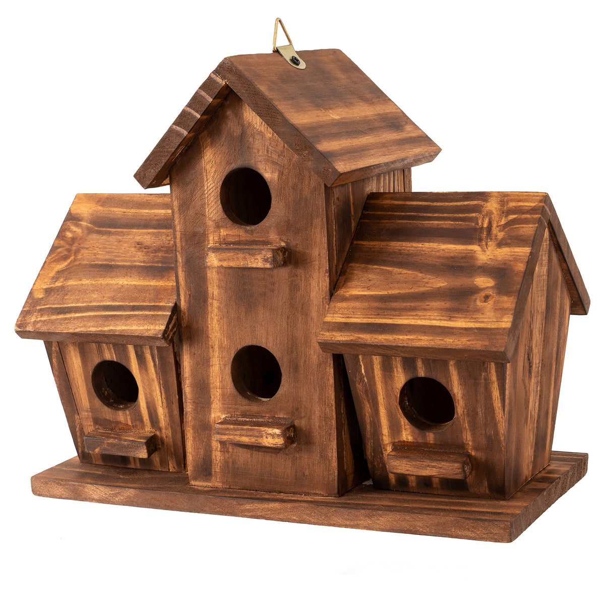 COLEBA Bird House front view highlights durable pine wood for outdoor nesting.
