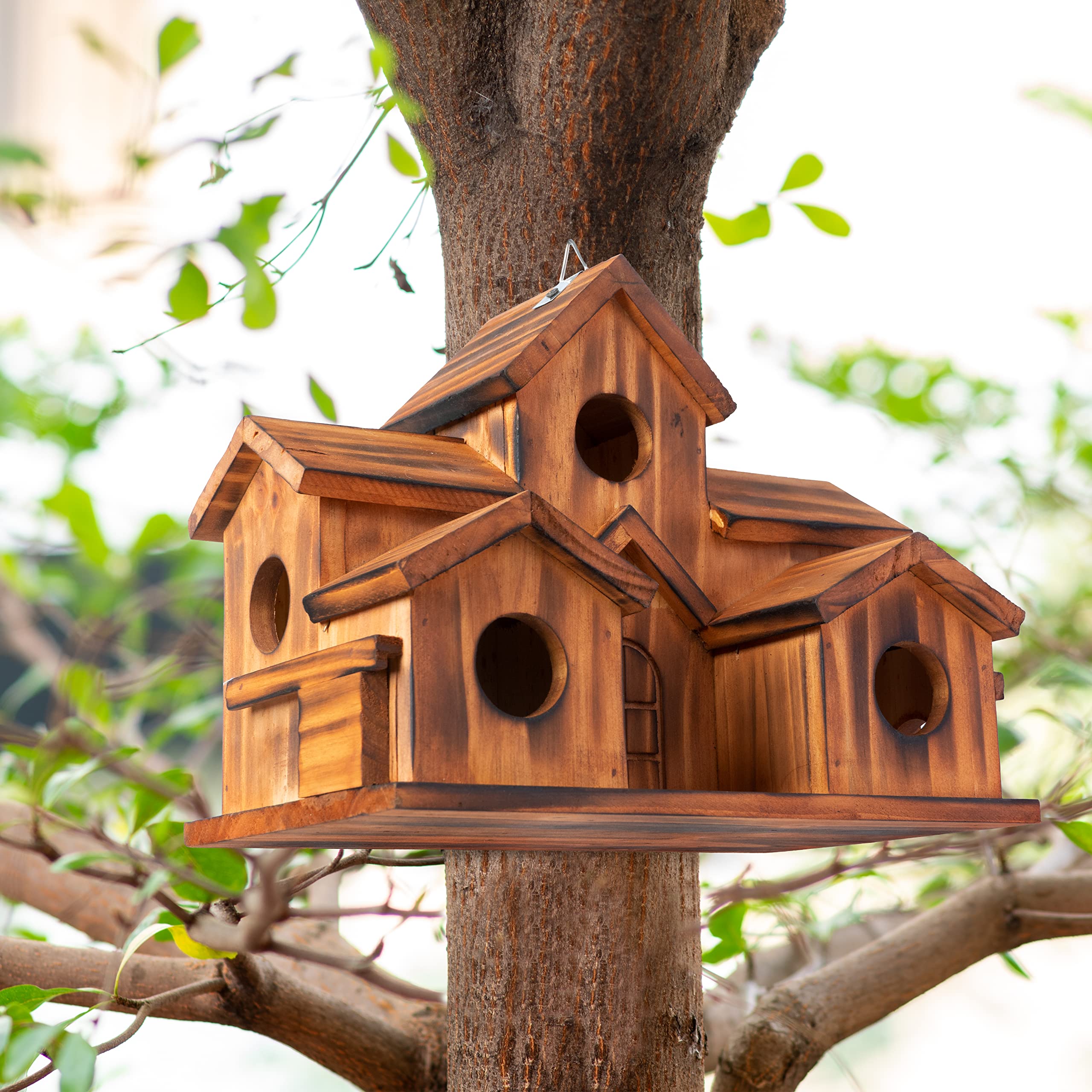 COLEBA hanging bird house ready for outdoor installation in your garden.