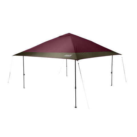 Coleman Oasis canopy setup demonstrates quick one-push assembly for fast shade on the go.