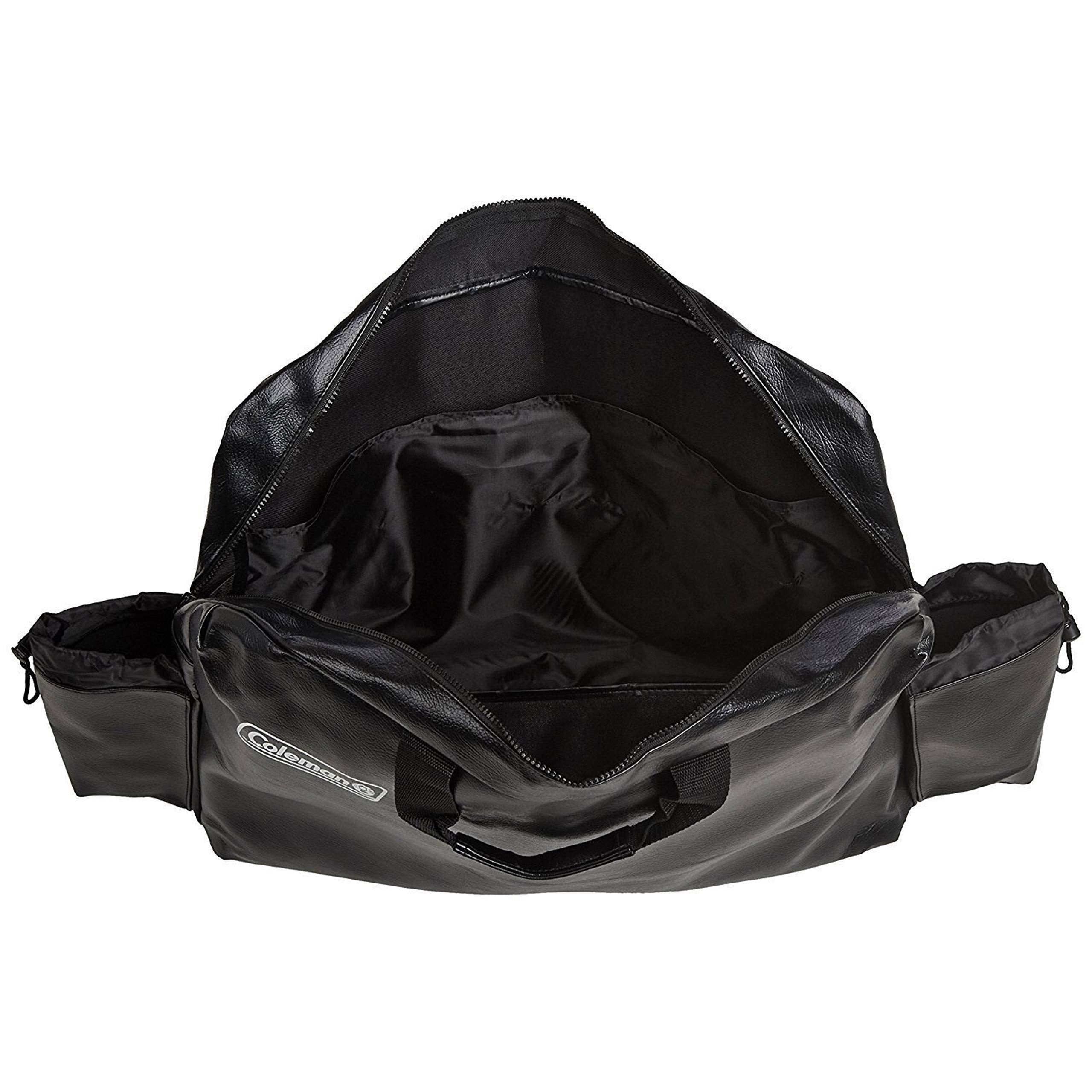 Coleman stove carry case side pockets keep fuel canisters organized during outings.