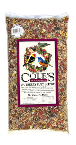 Cole's NB05 Nutberry Suet Blend bird seed draws diverse songbirds to your feeder.