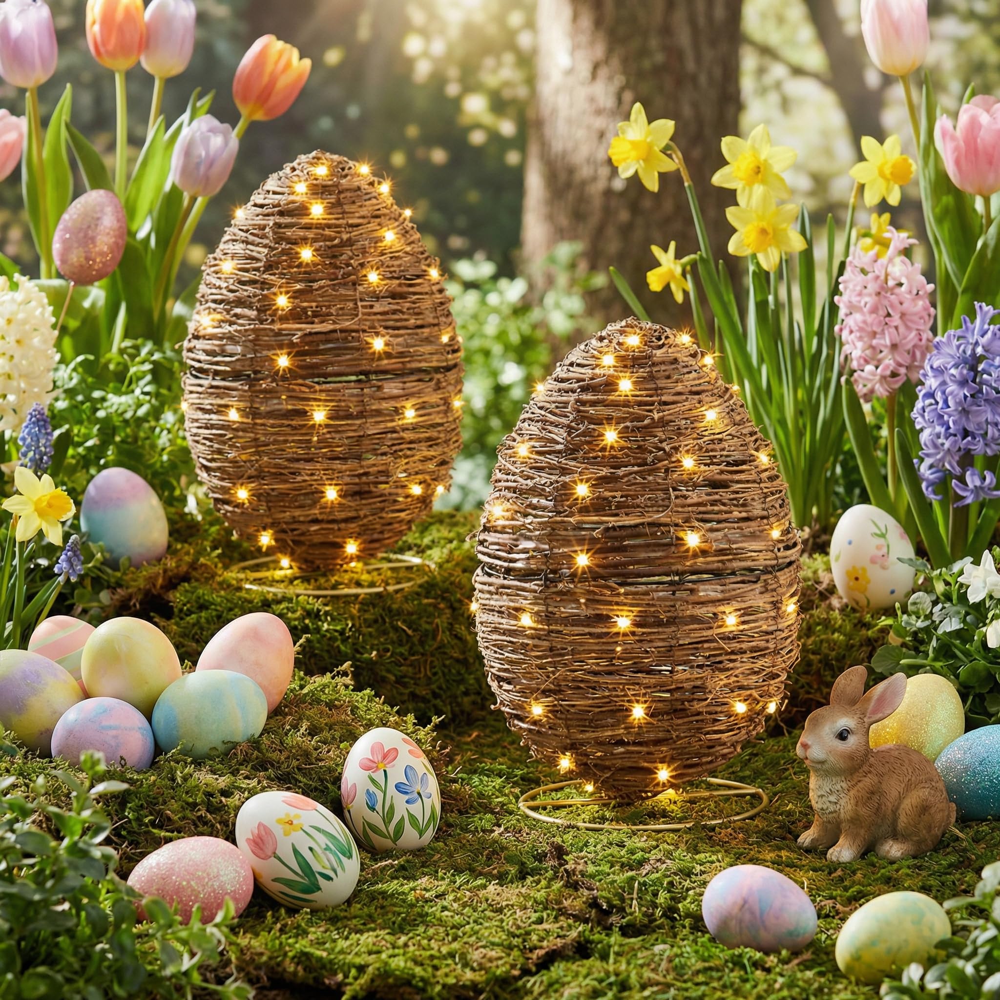 Colingmill bamboo Easter eggs ornament with natural texture.