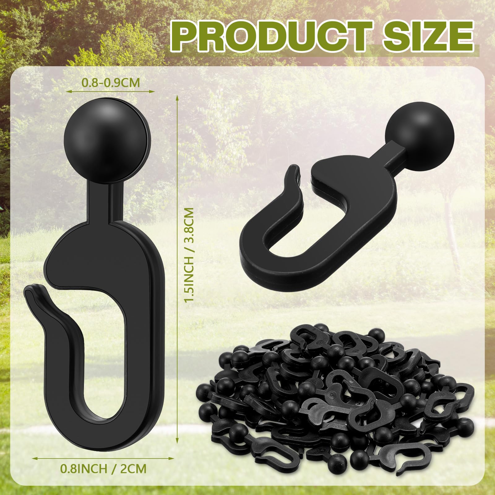 Colingmill close-up of black hooks showing polished finish and durable plastic construction.