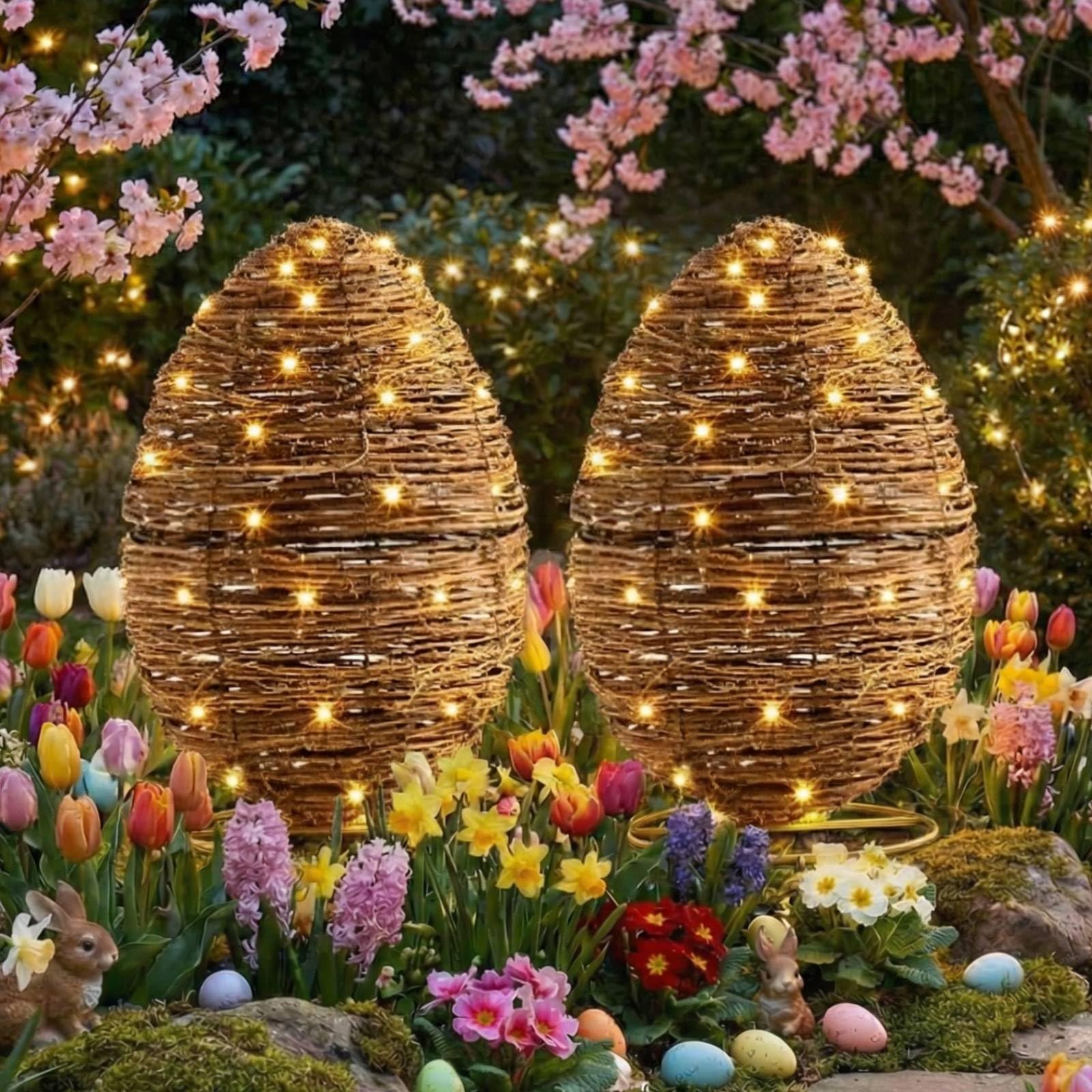 Colingmill Easter egg topiary two-pack for porch display.