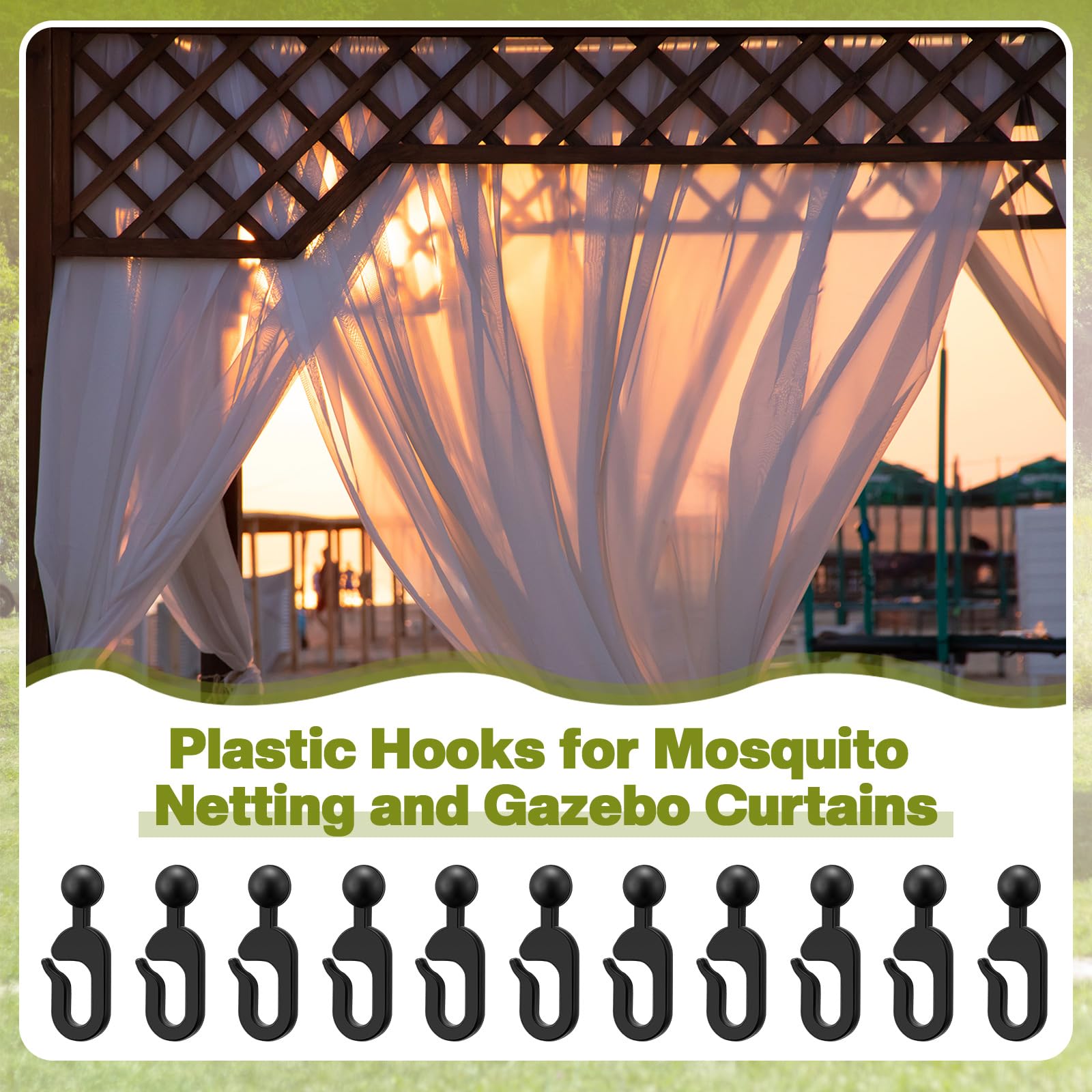 Colingmill plastic hooks for mosquito netting offer universal compatibility and clean, unobtrusive support.
