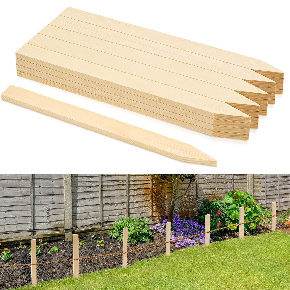 Colingmill wooden garden stake 18 inch offers sturdy plant support for vegetables.