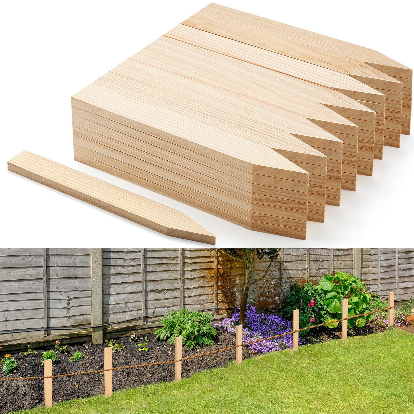 Colingmill wooden stake 12inch closeup for sturdy plant support and easy installation.