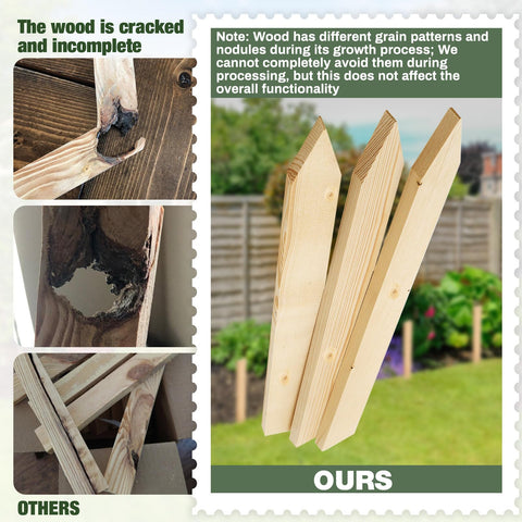 Colingmill rustic log-style stakes blend with garden aesthetics while remaining functional.