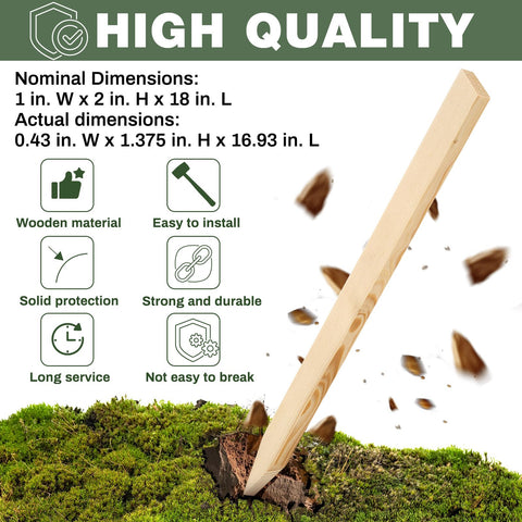 Colingmill wooden stake with smooth tip eases insertion into soil.