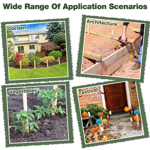 Colingmill stakes mark surveys, boundaries, and landscape features in yards.