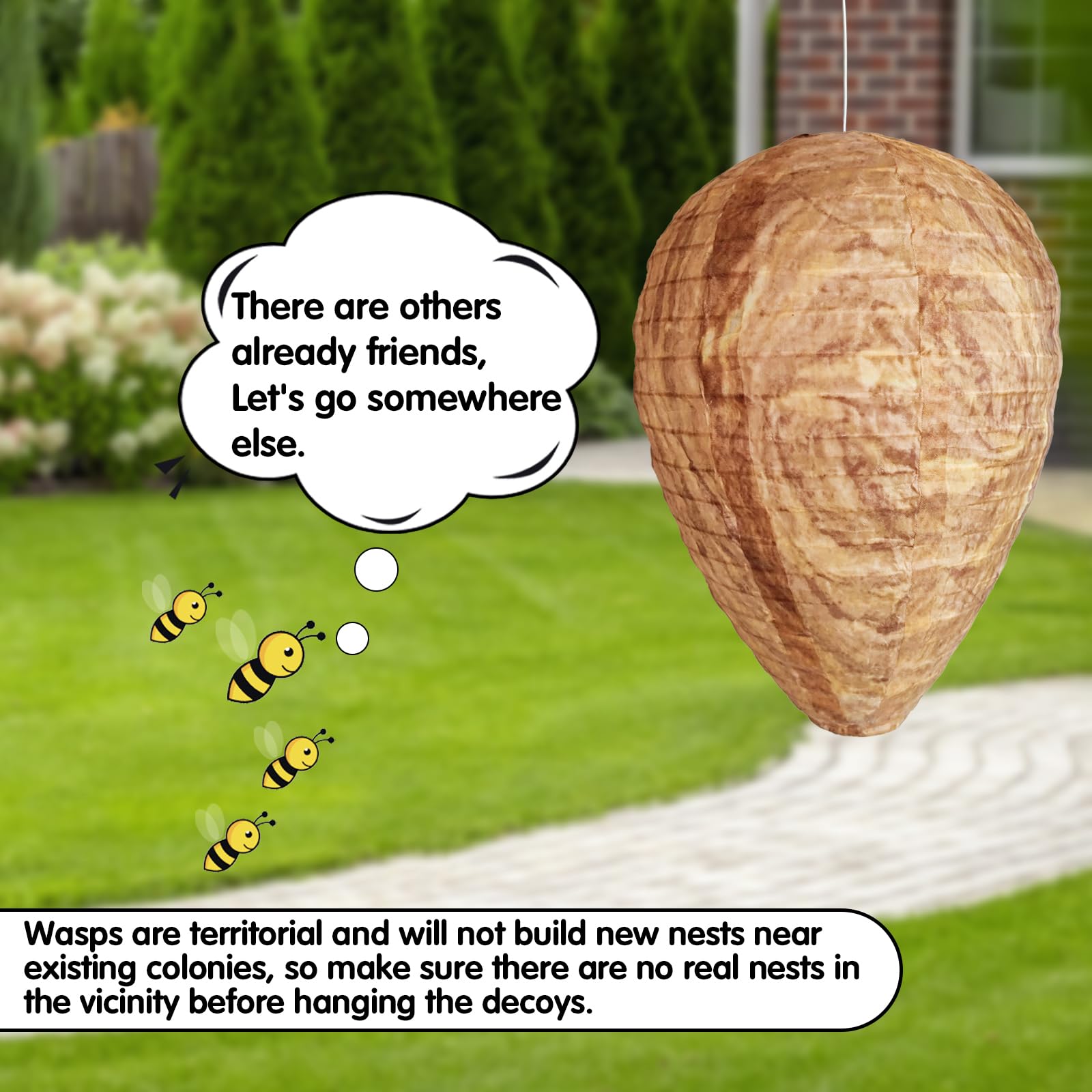 Collabell Wasp Nest Decoy 8.5-inch diameter broad yard coverage.
