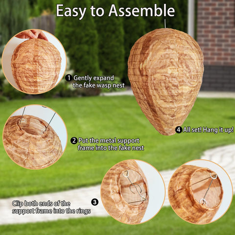 Collabell Wasp Nest Decoy includes hanging rope for easy installation.