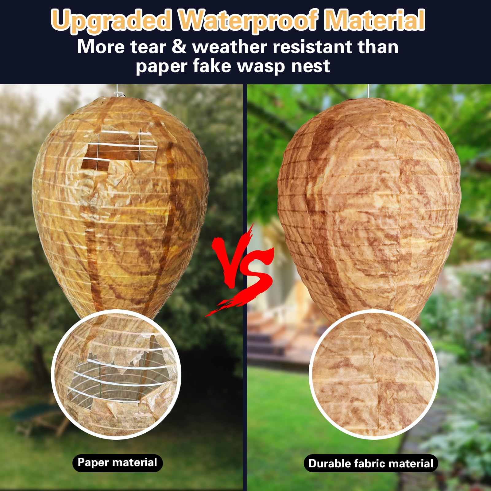 Collabell Wasp Nest Decoy waterproof material for year-round outdoor use.
