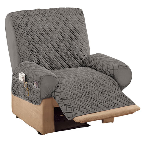 Collections Etc diamond-quilted recliner cover protects furniture with stylish texture.