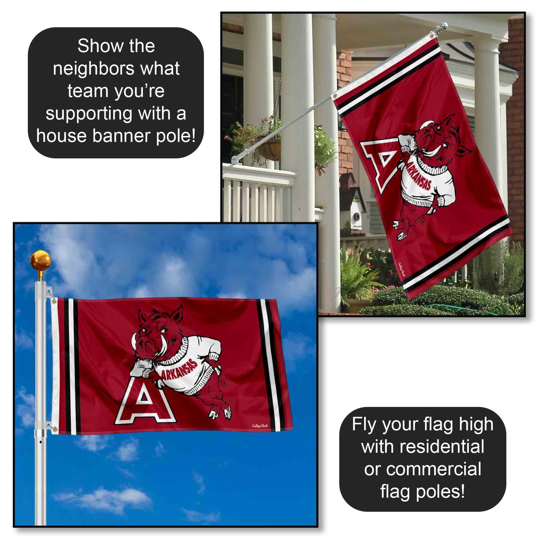 College Flags & Banners Co Arkansas Razorbacks dual-sided print visible from both sides