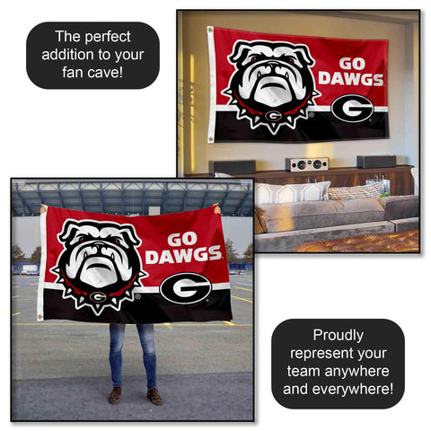 College Flags & Banners Co. Georgia Bulldogs Go Dawgs banner, versatile display for home pole.