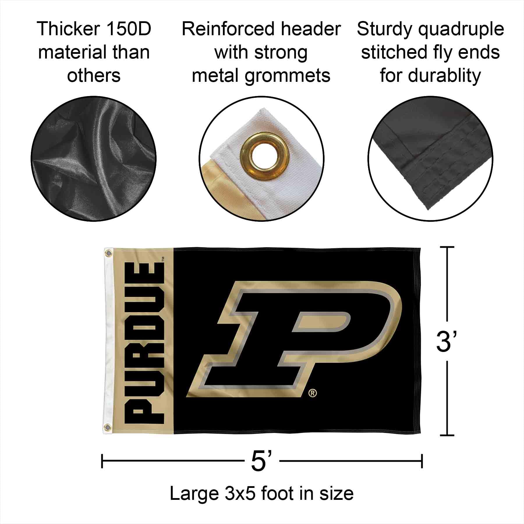Purdue Boilermakers flag back view with double-sided visibility