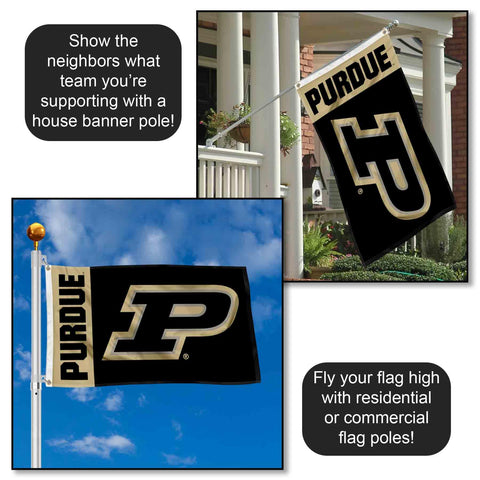 College Flags & Banners Co. Purdue flag logo closeup showing crisp screen printing
