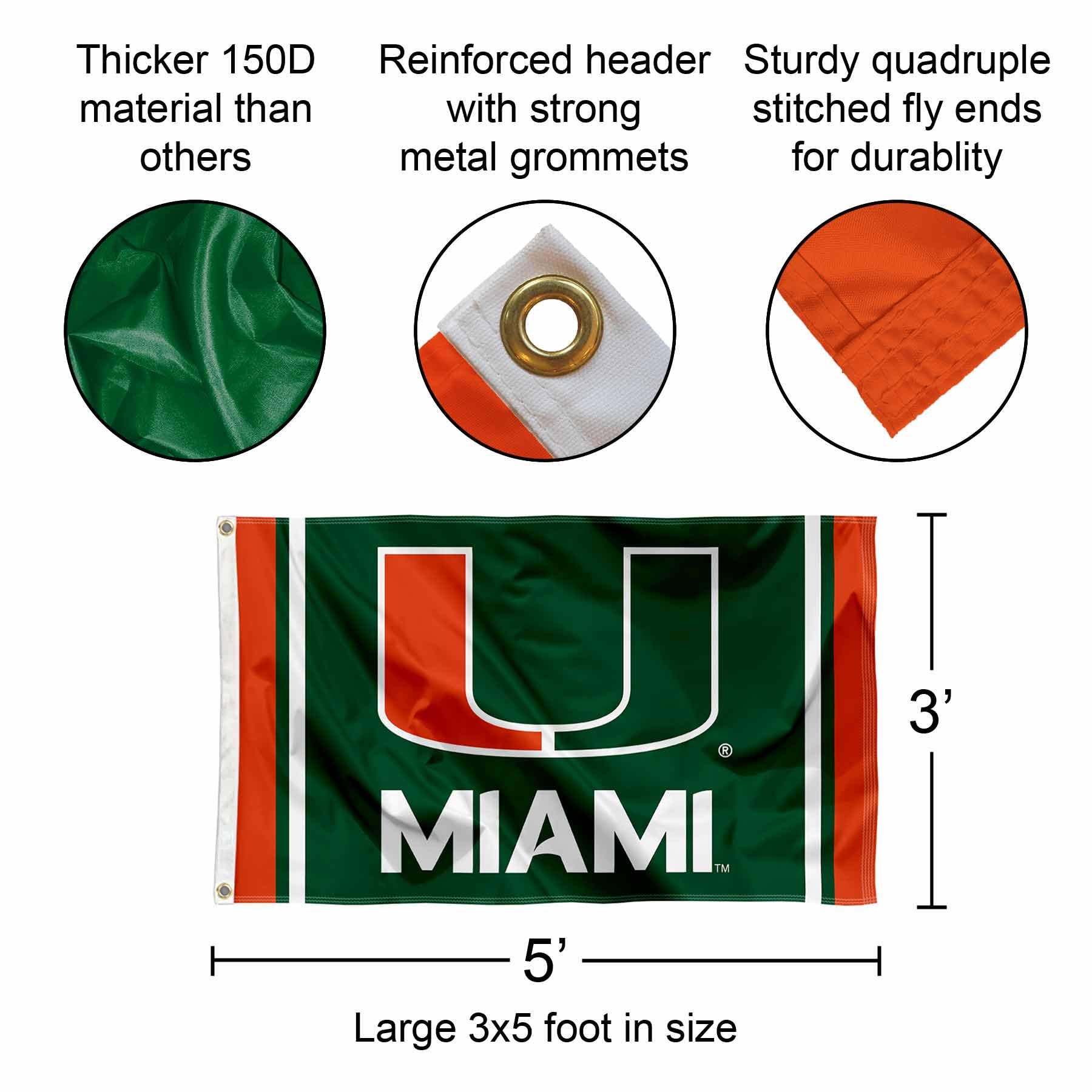 Hurricanes Stripes 3x5 flag with two metal grommets for easy mounting.