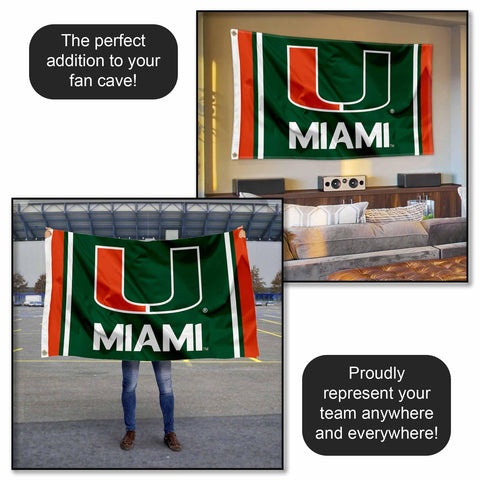 College Flags & Banners Co. Hurricanes Stripes flag with tailgate display-ready grommets.