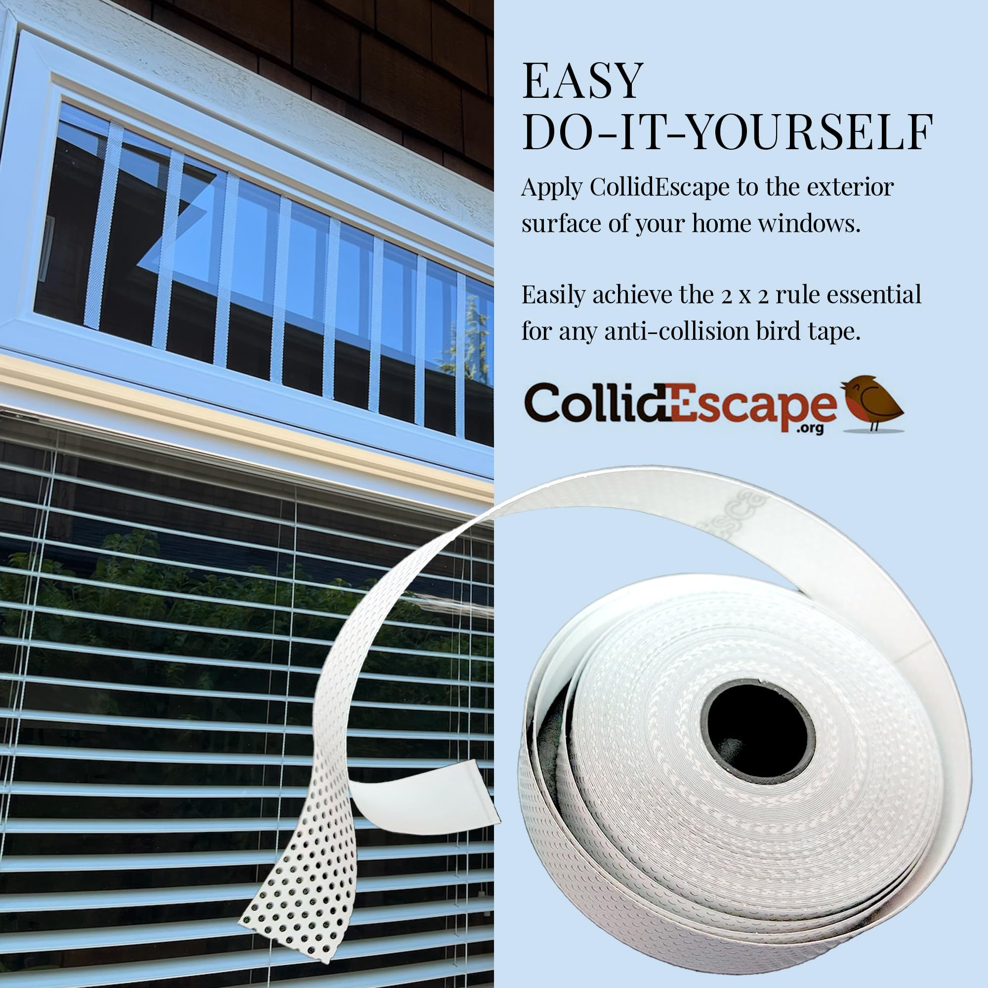Exterior application of CollidEscape Spiderweb Clear BirdTape preserves your view.