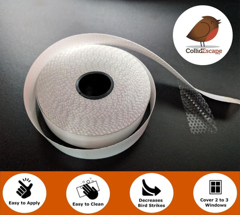 CollidEscape Spiderweb Clear BirdTape covers 2–3 panes for cost-effective protection.