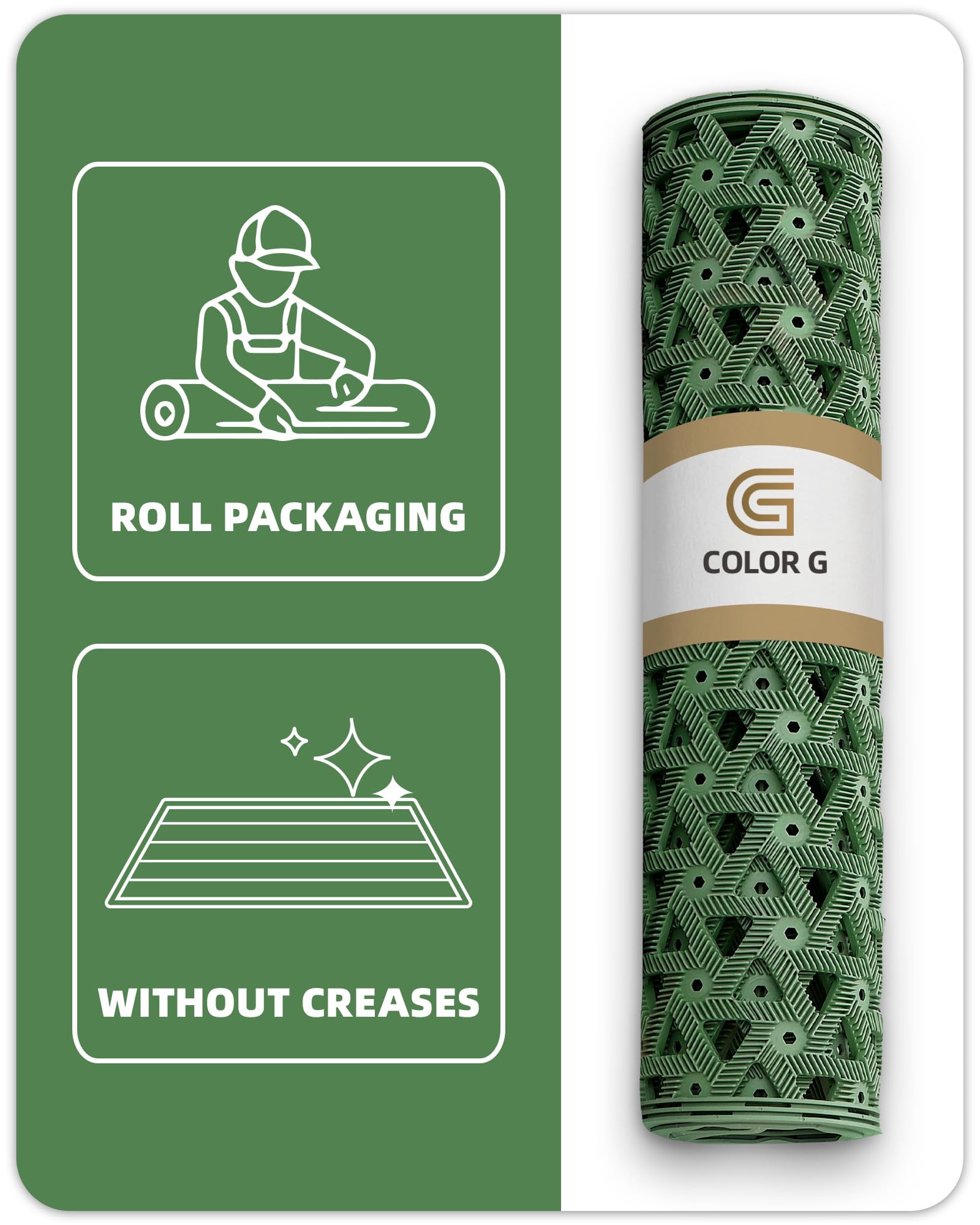 Color&Geometry drainage-enabled design helps channel moisture away.
